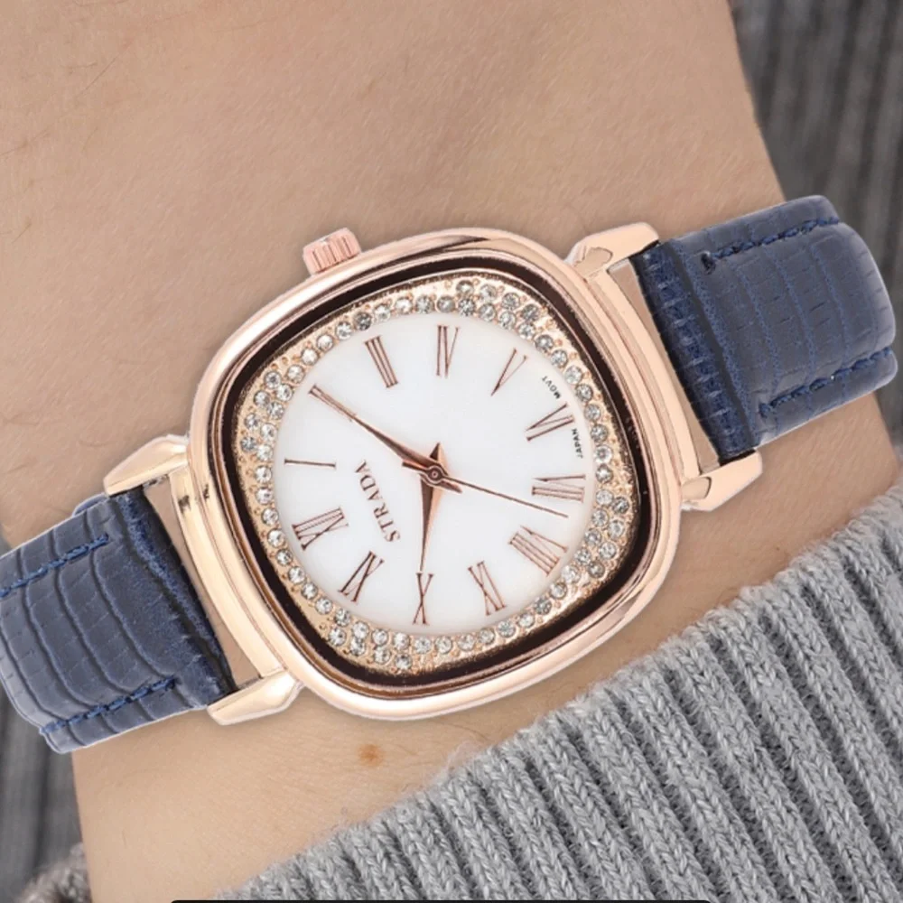 Blue Watch with White Austrian Crystals